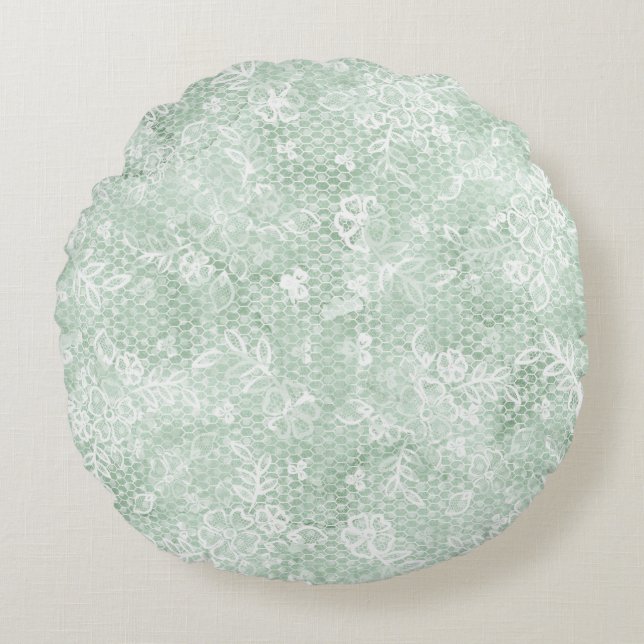 Coussins Ronds Rustique Green Faux Lace Vintage (Devant)