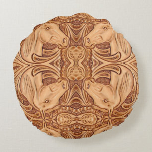 Coussins Ronds rustique western country cuir cheval équestre