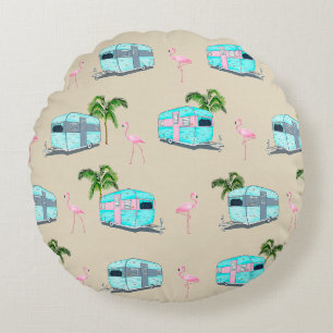 Coussins Ronds RV Beach Camping avec Flamants roses