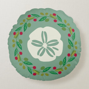 Coussins Ronds Sable Dollar Coquille de Noël Wreath