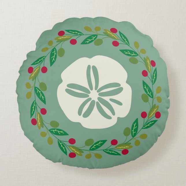 Coussins Ronds Sable Dollar Coquille de Noël Wreath (Devant)