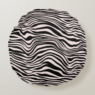 Coussins Ronds Sable noir et blanc Zebra Print