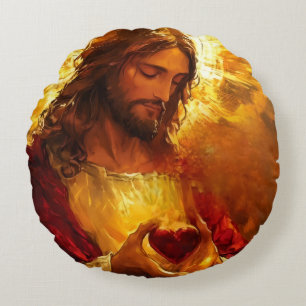 Coussins Ronds Sacré-Cœur de Jésus 