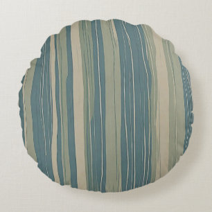 Coussins Ronds Sage bleu sarcelle et rayures beige