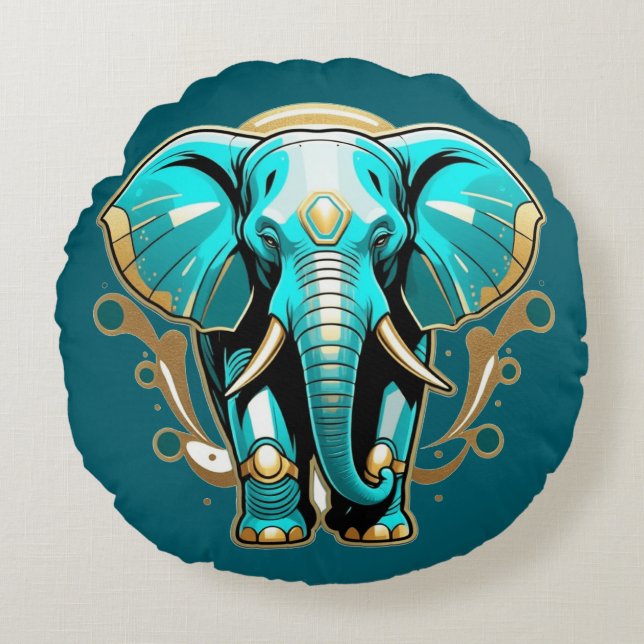 Coussins Ronds Sage en Polyester brossé d'éléphant (Devant)