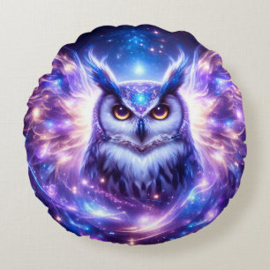 Coussins Ronds Sagesse Mystique Cosmique Chouette Spirituelle Cél