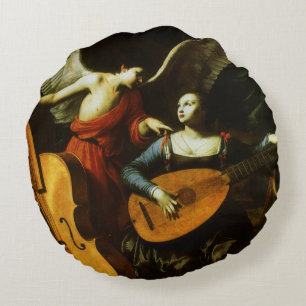 Coussins Ronds Saint Cecilia et l'ange par Carlo Saraceni