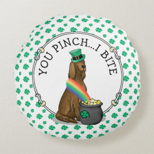 Coussins Ronds Saint Patrick's Day Irlandais Setter Dog (rouge 1)