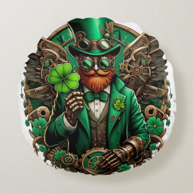 Coussins Ronds Saint Patrick's Day trèfle à vapeur (Devant)