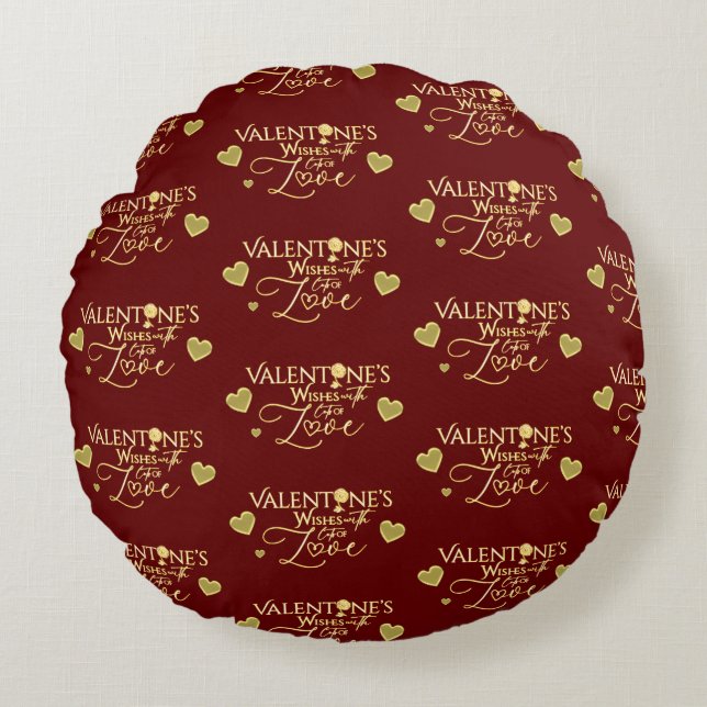 Coussins Ronds Saint-Valentin calligraphié rouge (Devant)