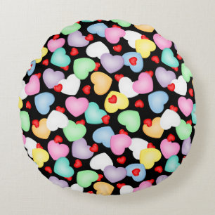 Coussins Ronds Saint Valentin Candy Hearts Motif