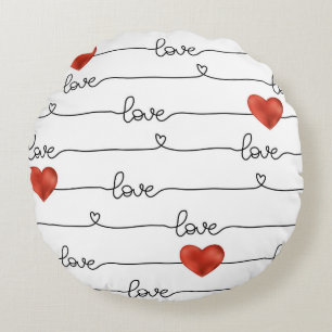 Coussins Ronds Saint Valentin dessin à la main illustration motif