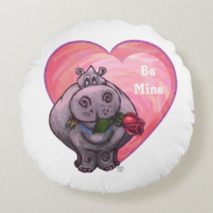 Coussins Ronds Saint-Valentin Hippopotame