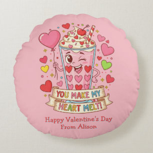 Coussins Ronds Saint-Valentin Personnalisé Milkshake Mignon