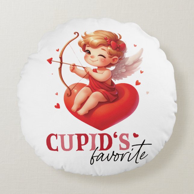 Coussins Ronds Saint Valentin préféré de Cupid (Devant)