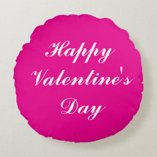 Coussins Ronds Saint Valentin Script romantique Hot Pink mignonne