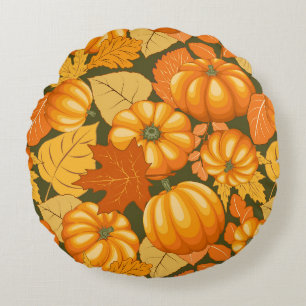 Coussins Ronds Saison d'automne Halloween Citrouille Motif
