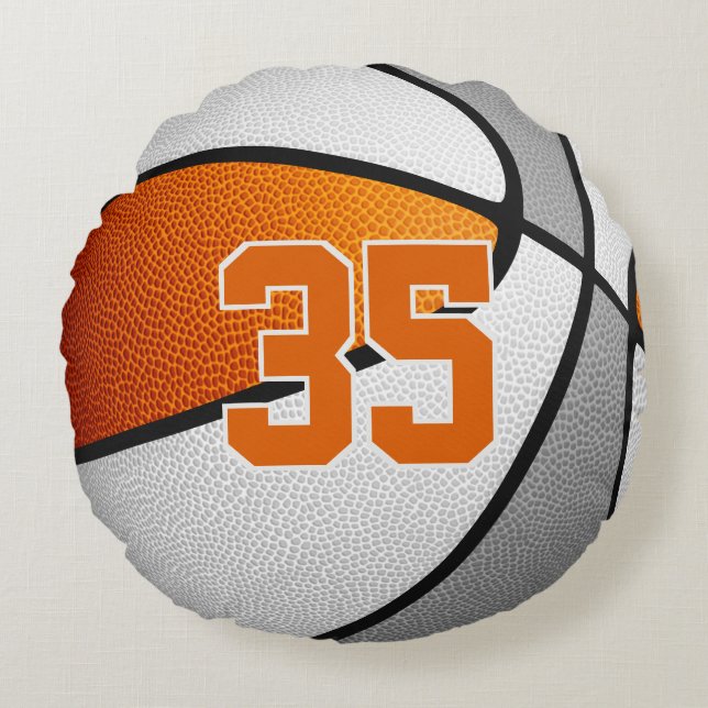 Coussins Ronds salle de sport ado de basket-ball gris orange (Devant)