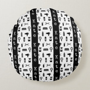 Coussins Ronds Salon et coiffeur Motif NOM PERSONNALISÉ