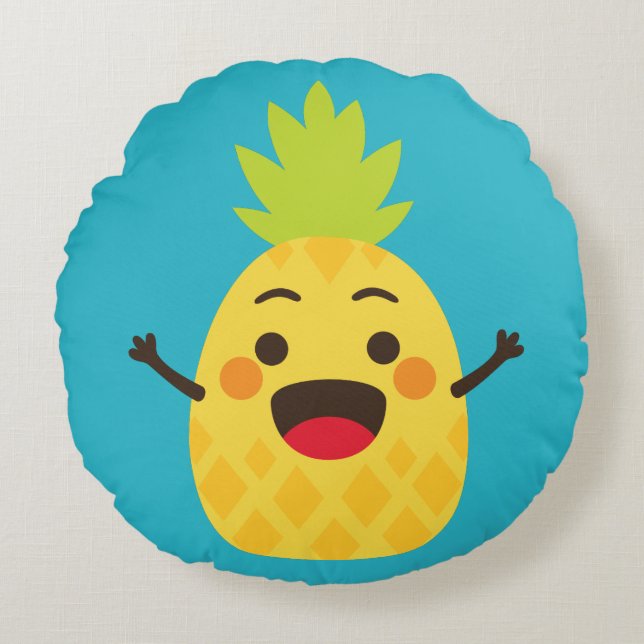 Coussins Ronds Salut les amis ! Illustration d'ananas (Devant)