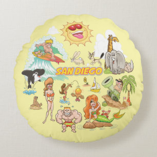 Coussins Ronds San Diego Cartoon Poufs