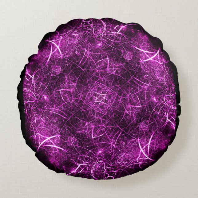 Coussins Ronds Sangria/Coussin fractal pourpre (Devant)