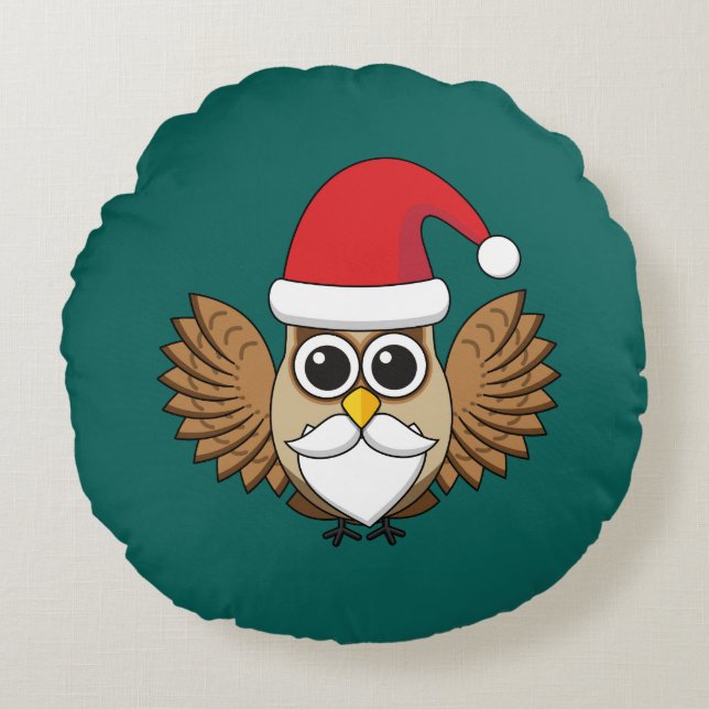 Coussins Ronds Santa Claus Owl (Devant)