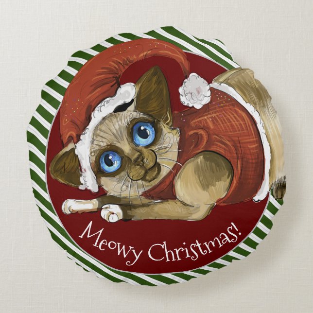 Coussins Ronds Santa Hat&Coat Christmas Kitty (Dos)