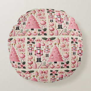 Coussins Ronds Sapin de Noël Casse-Noisette Rose