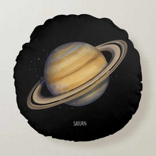 Coussins Ronds Saturne artistique avec anneaux vibrants (Devant)