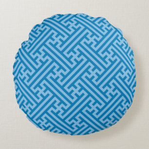 Coussins Ronds Sayagata motif, japonais, bleu et bleu bébé