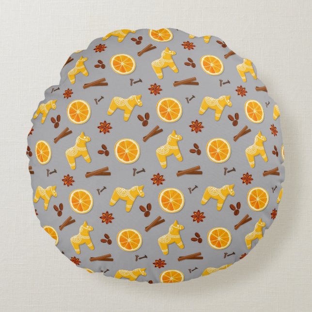 Coussins Ronds Scandinavian Gingerbread & Citrus Holiday  (Devant)