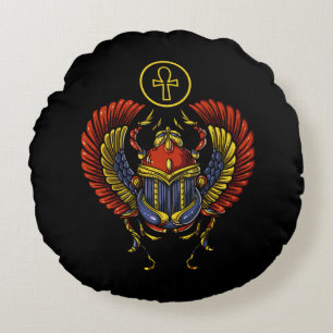 Coussins Ronds Scarab Ankh Egyptian Eye Of Horus Ancient