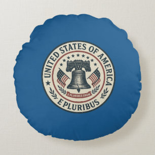 Coussins Ronds Sceau Bell Liberty — Vintage "E Pluribus Unum"