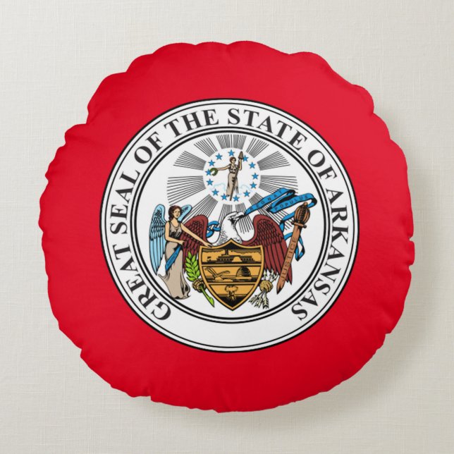 Coussins Ronds Sceau de l'Arkansas (Devant)