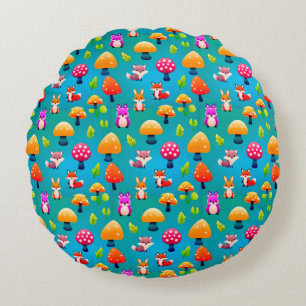Coussins Ronds Scène forestière ludique Décoration de nurserie bo