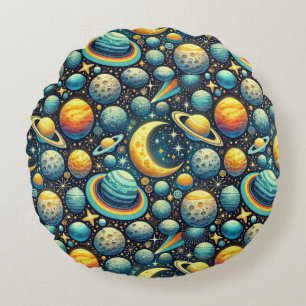 Coussins Ronds Scène spatiale fantaisiste