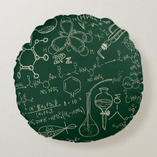 Coussins Ronds Science, chimie, motif de laboratoire vintage