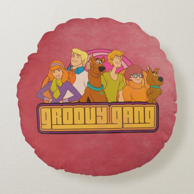 Coussins Ronds Scooby-Doo | "Groovy Gang" Retro Cartoon Graphic (Devant)