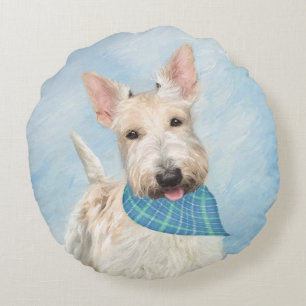 Coussins Ronds Scottish Terrier Wheaten Dog Painting Art original