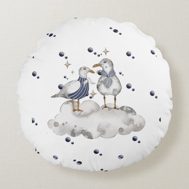 Coussins Ronds Seagull Adventure Baby - Nautical Nursery (Devant)