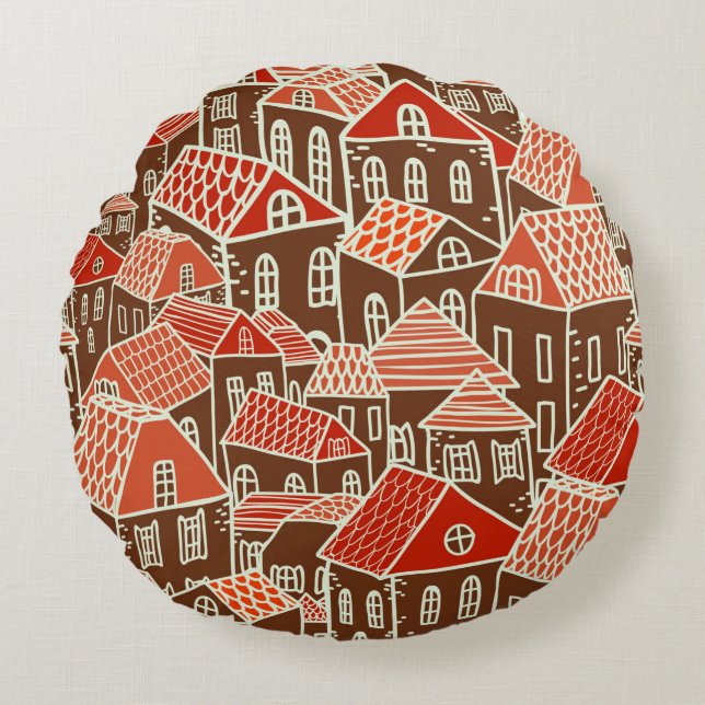 Coussins Ronds Seamless city pattern in (Devant)