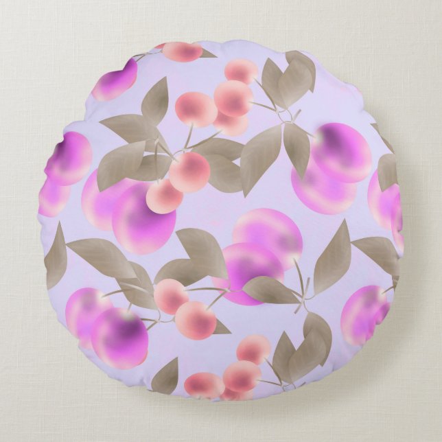 Coussins Ronds Seamless light plum fruits purple berries cherry p (Devant)