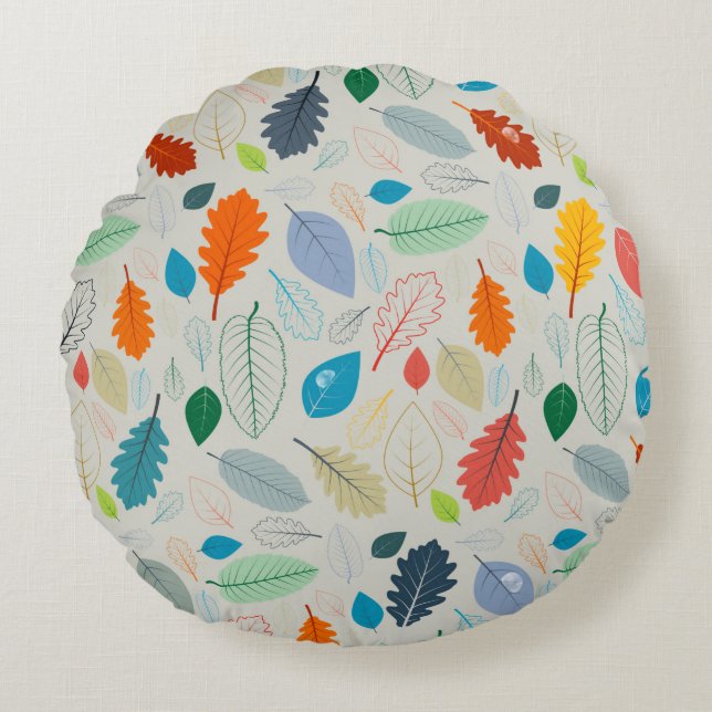 Coussins Ronds Seamless Pattern - vintage Autumn Leaves Illustrat (Devant)