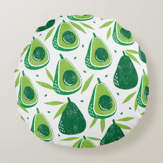 Coussins Ronds Seamless pattern with avocados. Stamp textured. vi (Devant)