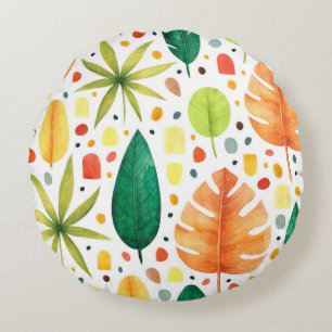 Coussins Ronds Seamless pattern with decorative tropical plants.
