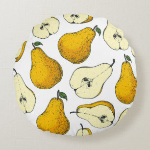 Coussins Ronds Seamless pattern with pear. Hand drawn pattern bac
