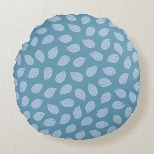 Coussins Ronds Seamless Soft Blue Leaf Pattern (Devant)