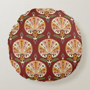 Coussins Ronds Seamless Suzani colorful pattern. Vintage multi co