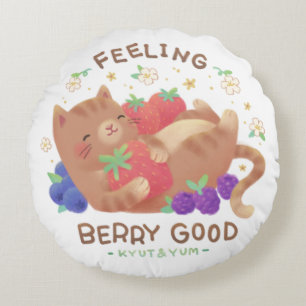 Coussins Ronds Sentez bien Berry : Chat mignon avec baies